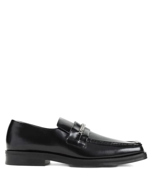 メンズ Martine Rose エナメルレザーローファー Black