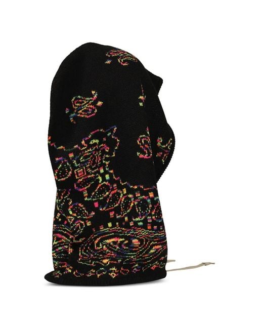 JUN/NAKAYAMA Black Paisley-Print Drawstring Balaclava for men