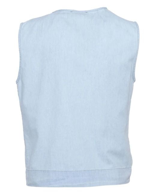 Mazzarelli Blue Barbara Ruffled Denim Top