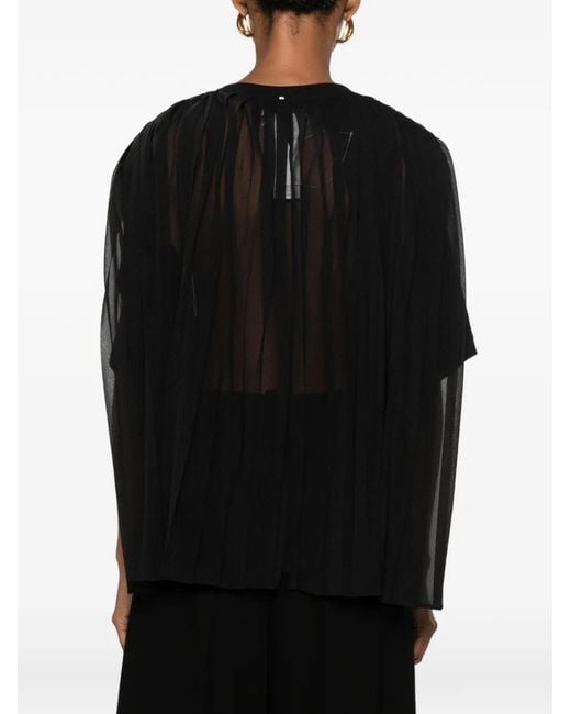 Sportmax Black Pleated-Panel T-Shirt