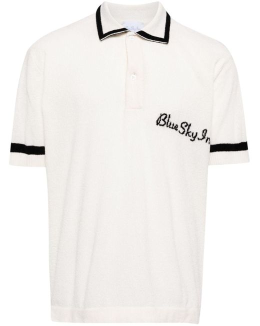 BLUE SKY INN White Logo-embroidered Knitted Polo Shirt for men