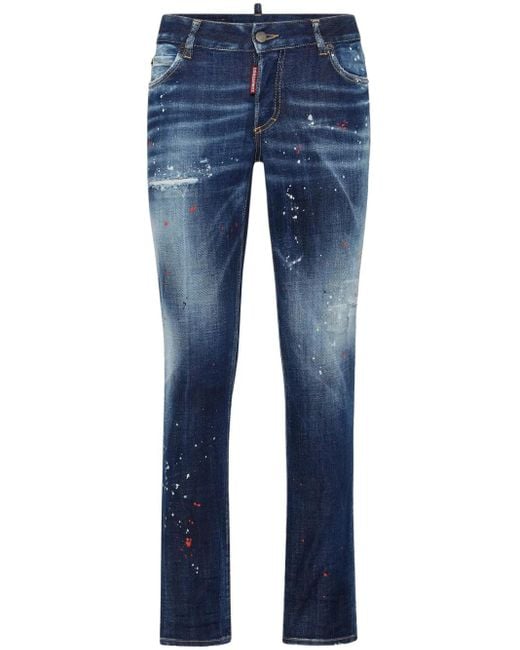 DSquared² Women's Blue Straight-Leg Jeans
