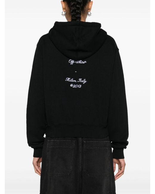 Off-White c/o Virgil Abloh Black Number-embroidered Cropped Hoodie