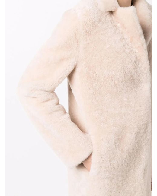 Liska Natural Single-Breasted Shearling Coat