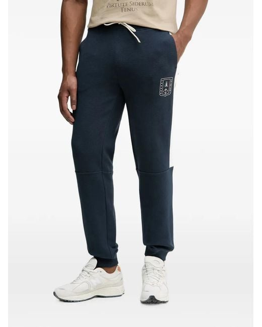 Aeronautica Militare Blue Logo-Patch Track Pants for men