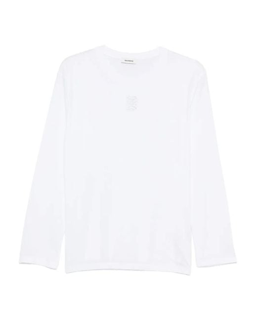 Sandro White Cotton Long Sleeve T-Shirt