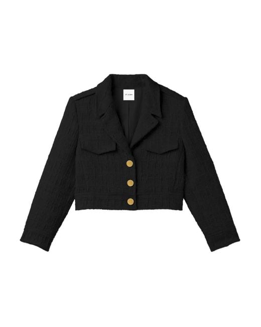 Chaqueta texturizada con botones St. John de color Black