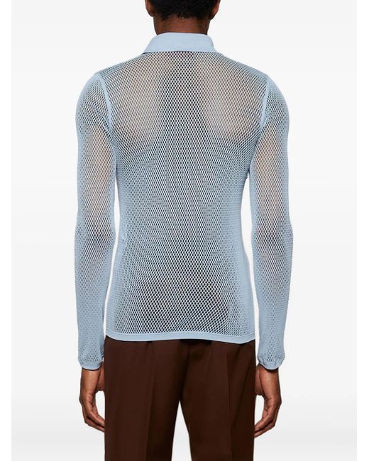Gucci Blue Technical Mesh Polo Shirt for men