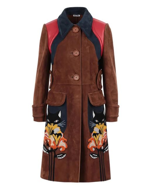 Miu Miu Jas Met Bloemenpatch in het Red
