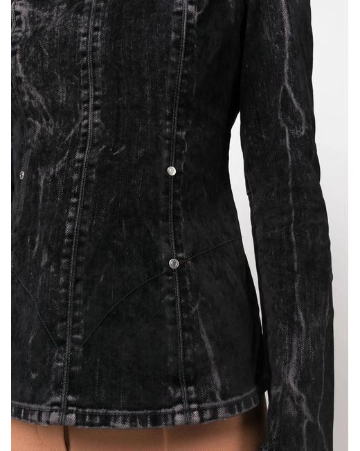 Stella McCartney Black Flocked Velvet Denim Top - Women's - Cotton/elastane