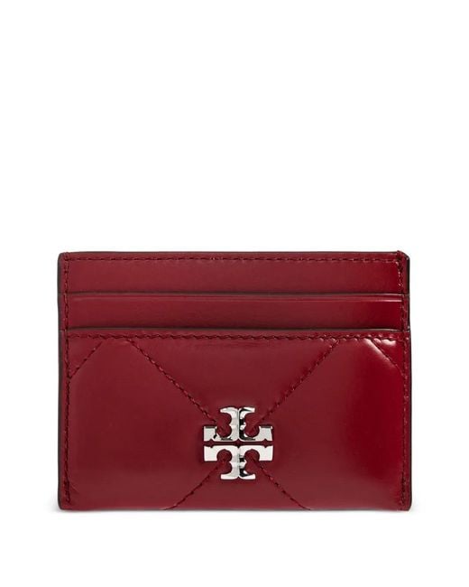 Tory Burch Red Kira Quilted-Design Card Holder