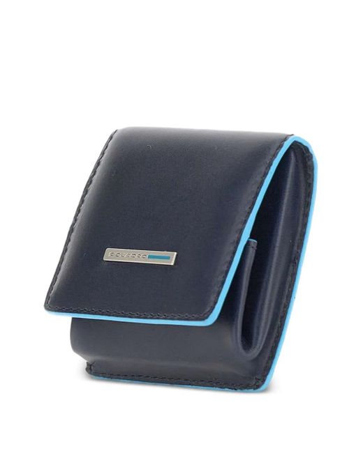 Piquadro Blue Button-Fastening Leather Wallet for men