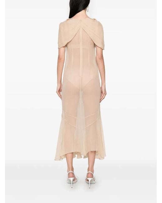 Simone Rocha Natural Sheer-Midikleid mit Schleifendetail