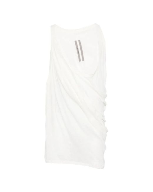 Rick Owens LILIES ドレープカットソー　ノースリーブ Rick Owens メンズ ホワイト ドレープ ノースリーブ トップ