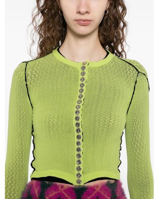 Chopova Lowena Green Fishnet-Layer Cardigan
