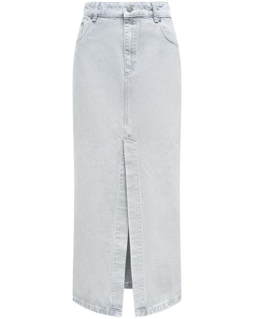 12 STOREEZ White Mid-rise Maxi Denim Skirt