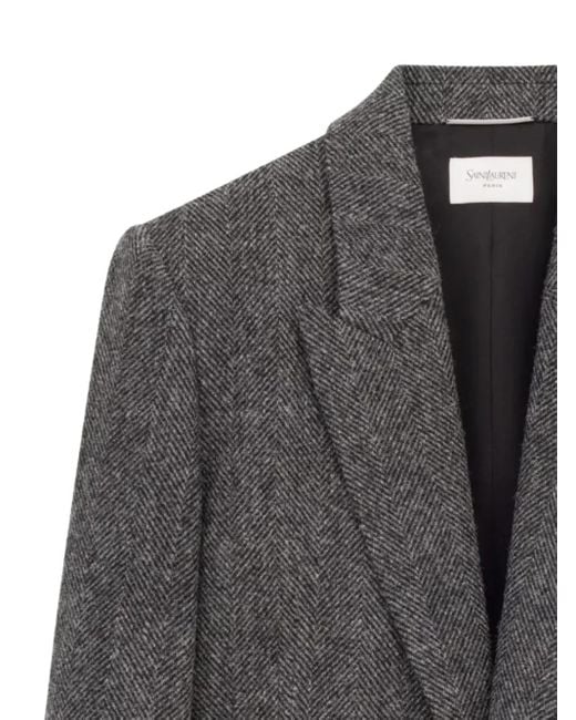 Saint Laurent Gray Herringbone Wool Jacket for men
