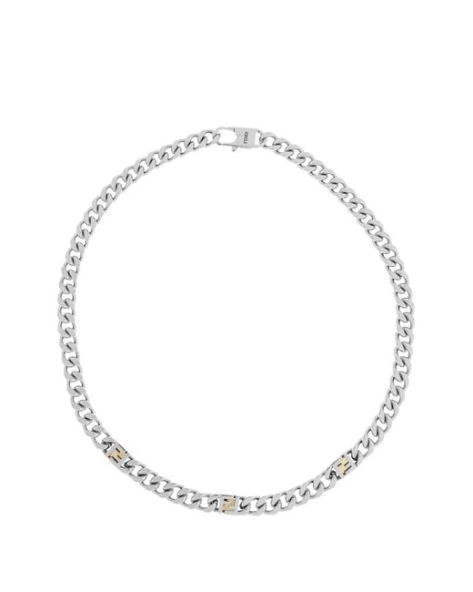 Fendi White Curb-Chain Necklace for men