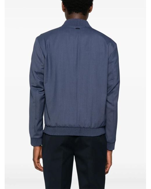 Boss Blue Zip-Up Bomber Jacket for men