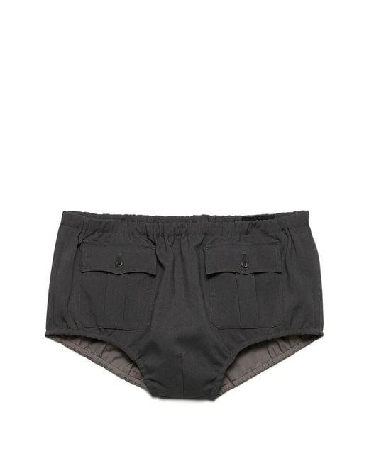 Short Cargo À Taille Élastiquée Prada pour homme en coloris Black