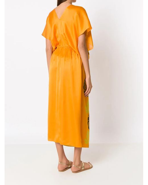 Amir Slama Orange Robe De Plage Imprimée