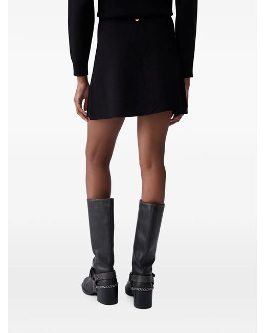Liu Jo Black Knit Mini Skirt With Braided Details