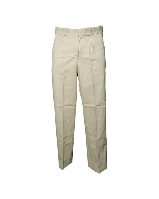 Dickies Natural Logo-Patch Pressed-Crease Trousers for men