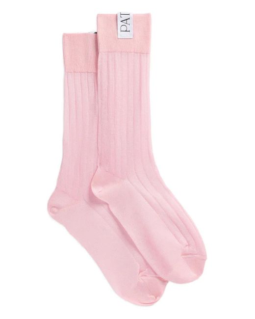 Patou Pink Ribbed Socks
