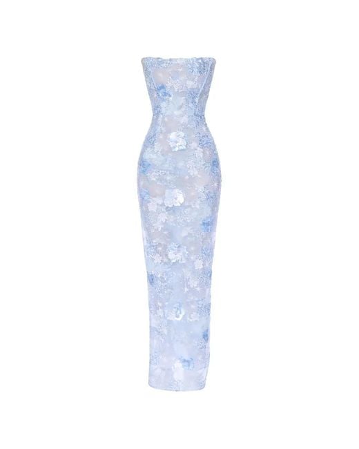 Bronx and Banco Blue Farah Sequin Strapless Maxi Dress