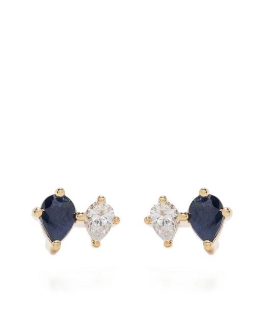 Adina Reyter Blue 14Kt Premier Amigos Sapphire And Diamond Earrings