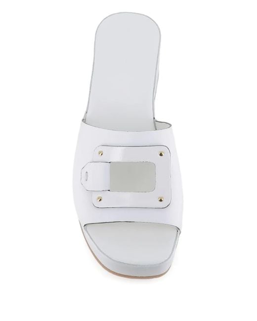 Roberto Del Carlo White Buckle-Detail Sandals