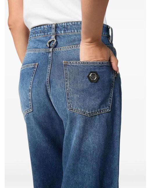 Philipp Plein Blue Wide-Leg Jeans