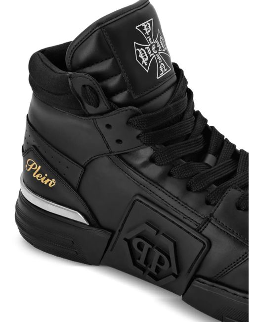 Philipp Plein Black Hexagon Hi-Top Sneakers
