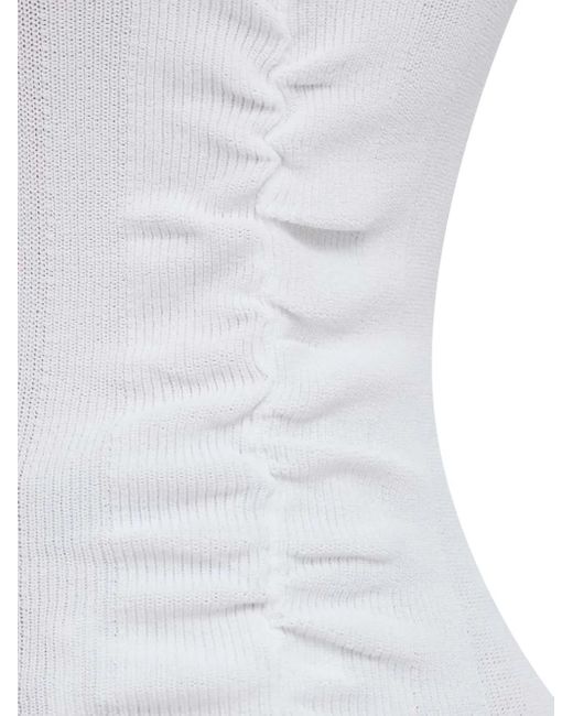 DKNY White Ruched Tank Top