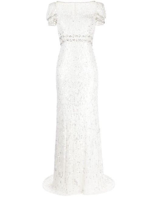 Jenny Packham White Sungem Sequin-embellished Dress