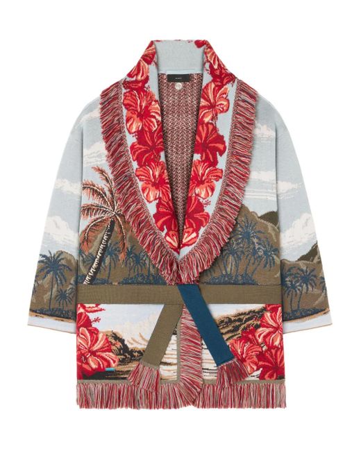 Cardigan Hidden Bay Con Frange di Alanui in Red