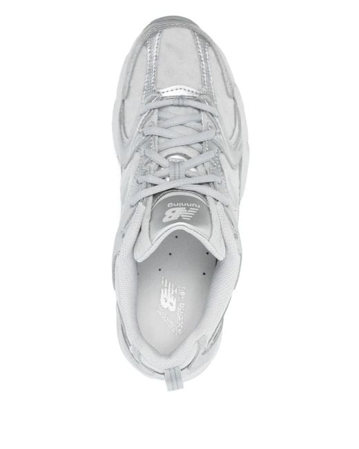New Balance White 530 Metallic Raincloud Polka Dots"