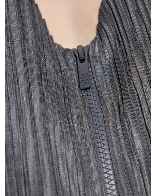 Pleats Please Issey Miyake Blue Zip Pleated Jumpsuit