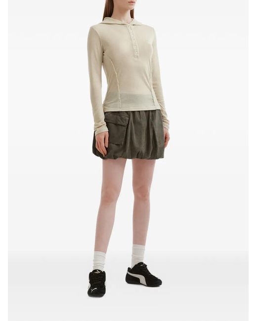 Mini Cream White Buttoned Hoodie