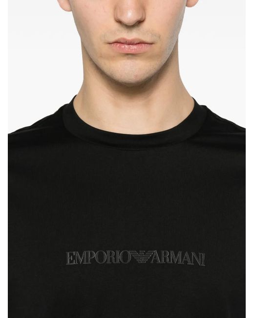 Emporio Armani Black Logo-Print T-Shirt for men