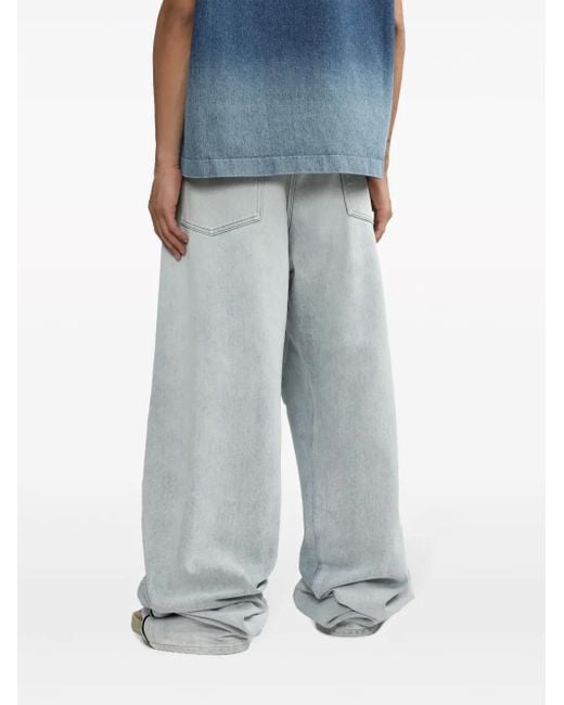 Maison Margiela Blue Contrasting-Border Straight-Leg Trousers for men