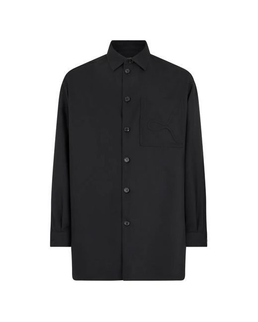 Roberto Cavalli Black Embossed Serpent Plain Shirt for men