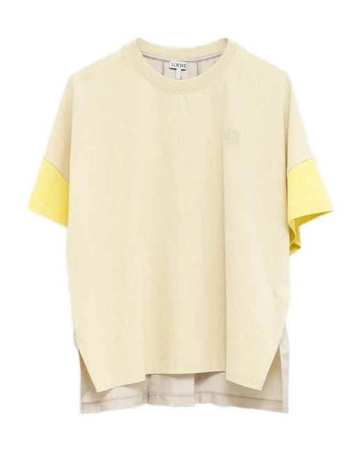 Loewe Natural Anagram-Embroidered Panelled T-Shirt