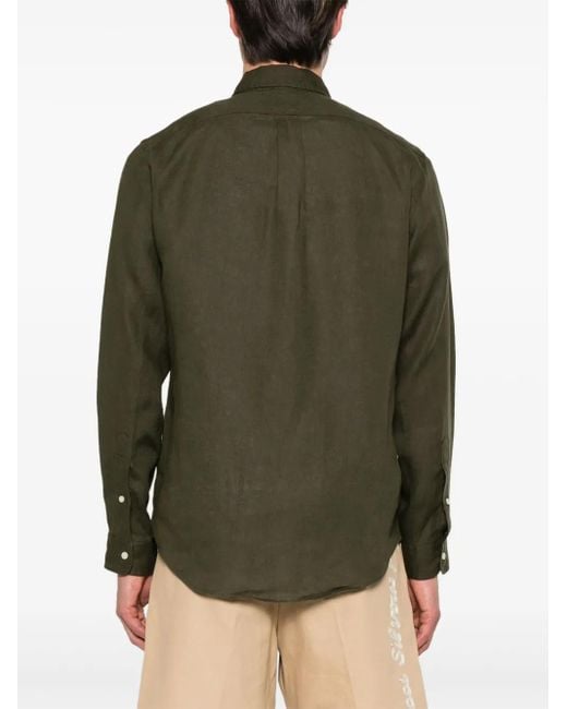Polo Ralph Lauren Green Polo-Pony Linen Shirt for men