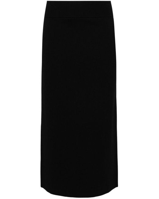 P.A.R.O.S.H. Black High-waist Midi Skirt