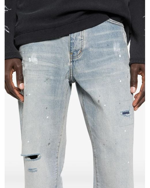 Purple Brand Blue Distressed-Effect Denim Jeans for men