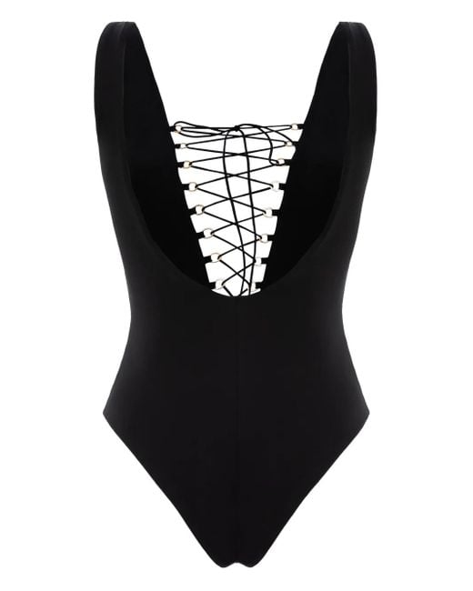 Noire Swimwear Black Lace-Up Swimsuit