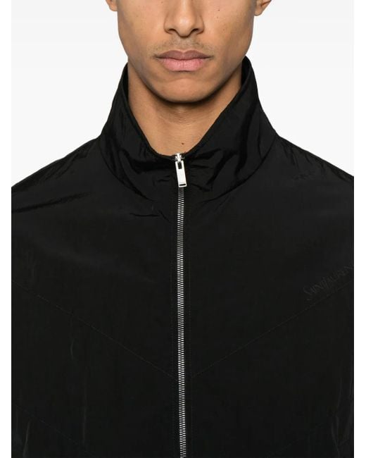 Saint Laurent Black Crinckled Blouson Jacket for men