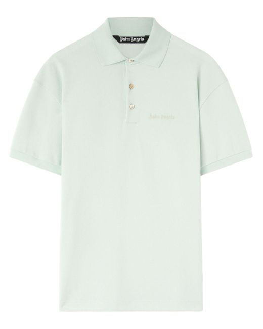 Palm Angels White Logo-embroidered Polo Shirt for men
