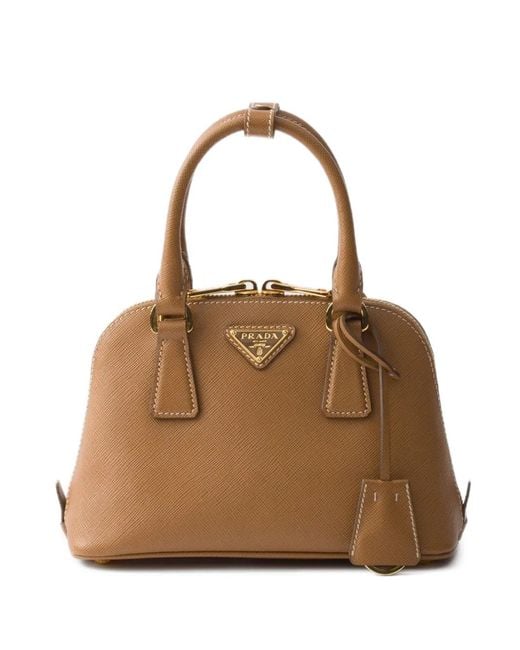 Prada Brown Promenade Saffiano-Leather Mini Bag